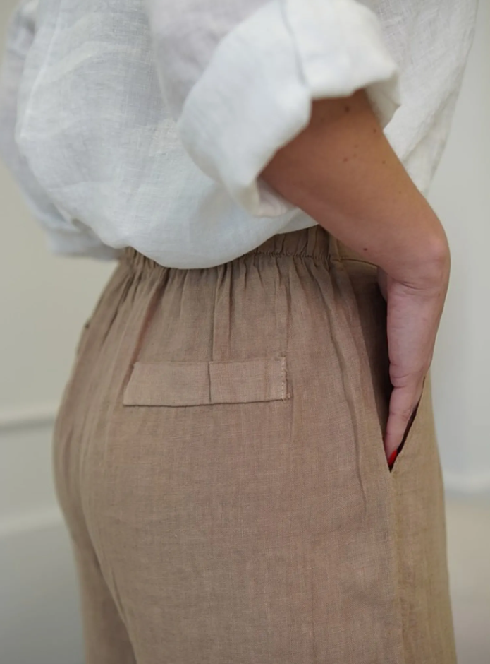 Calça Ana Reta com Pregas Linho Italiano