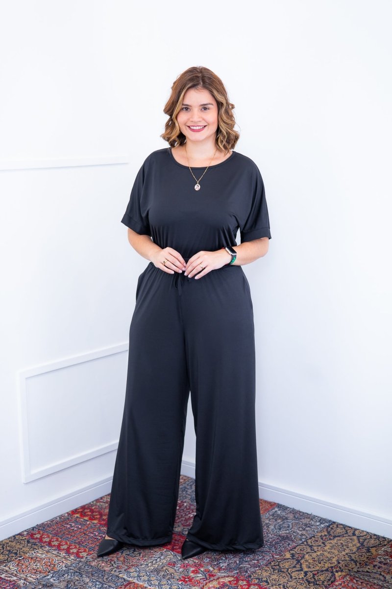 Macacão Isadora - Manga Japonesa com Calça Pantalona