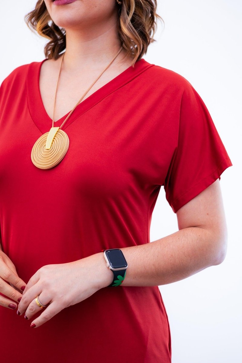 Vestido Antonella – Decote V com Fendas Laterais em Malha Confort