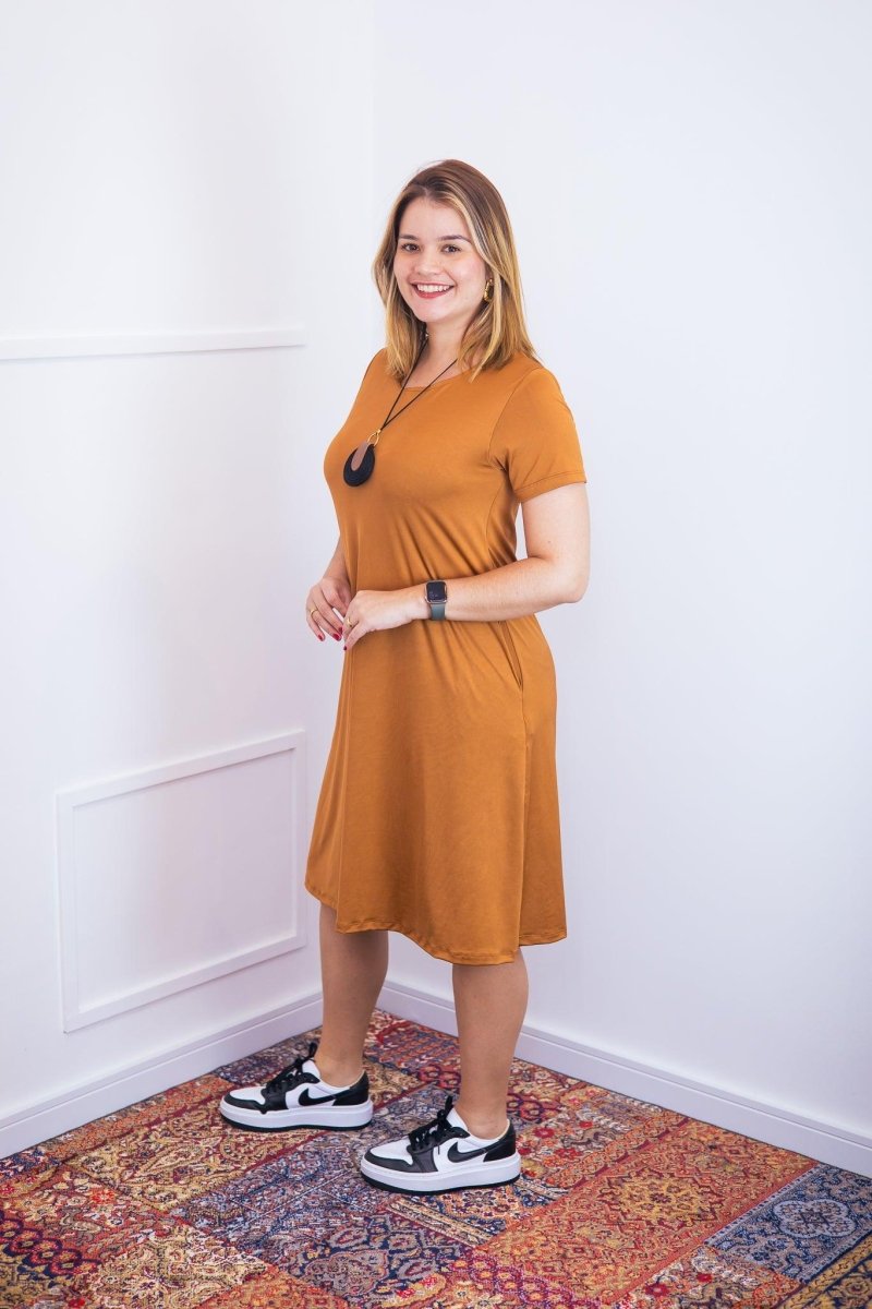 Vestido Sara - Malha Confort Midi com Manga