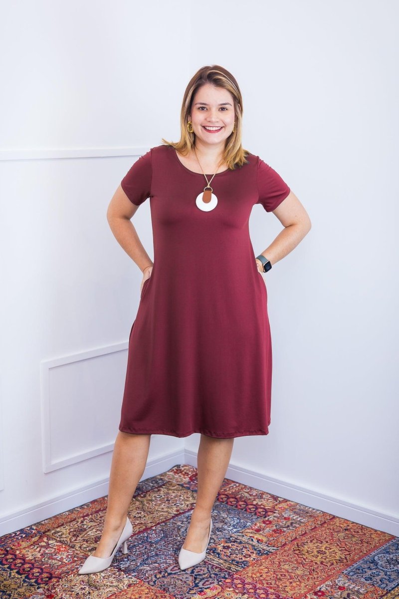 Vestido Sara - Malha Confort Midi com Manga