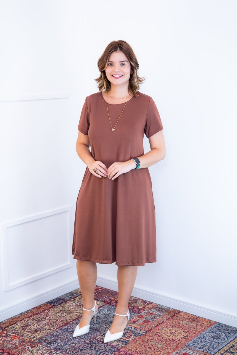 Vestido Sara - Malha Confort Midi com Manga