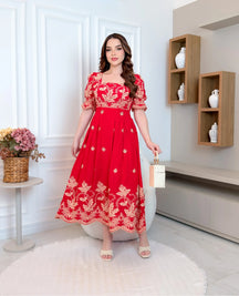 Vestido Máxi Midi Lese Bordado