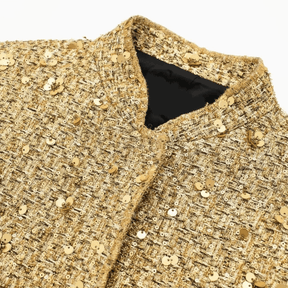 Casaco Dourado de Tweed com Brilho para Festa – Jolivet