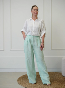 Calça Ana Reta com Pregas Linho Italiano