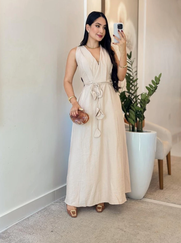 Vestido linho marrant