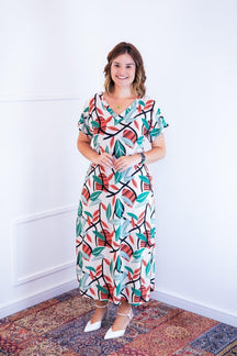 Vestido Antonella – Decote V com Fendas Laterais em Malha Confort