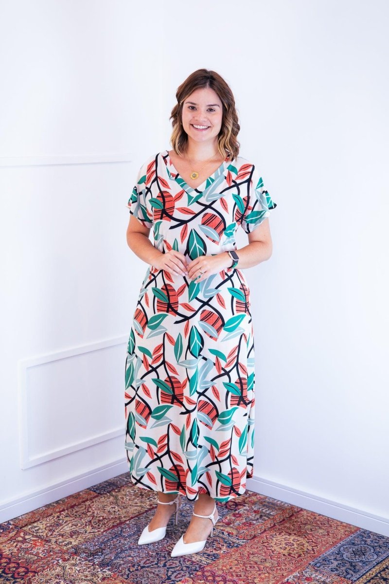 Vestido Antonella – Decote V com Fendas Laterais em Malha Confort