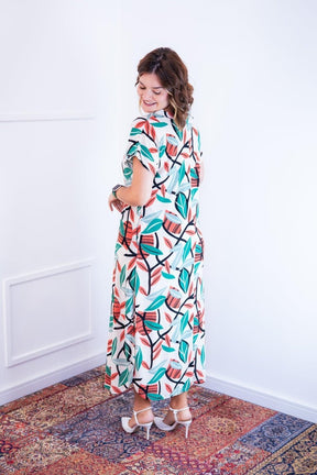 Vestido Antonella – Decote V com Fendas Laterais em Malha Confort