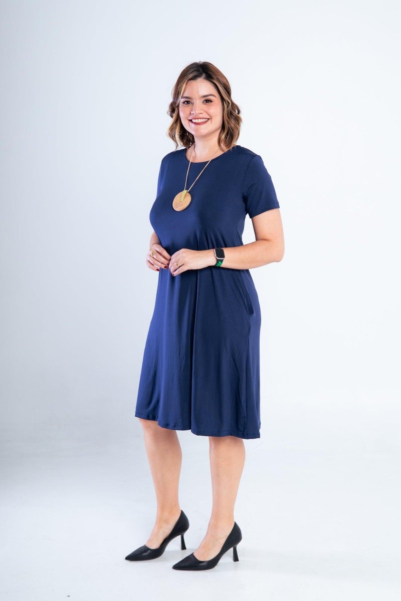 Vestido Sara - Malha Confort Midi com Manga