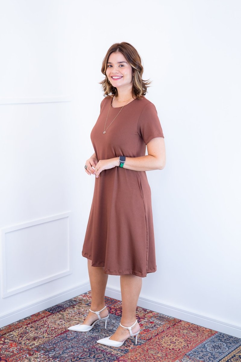 Vestido Sara - Malha Confort Midi com Manga