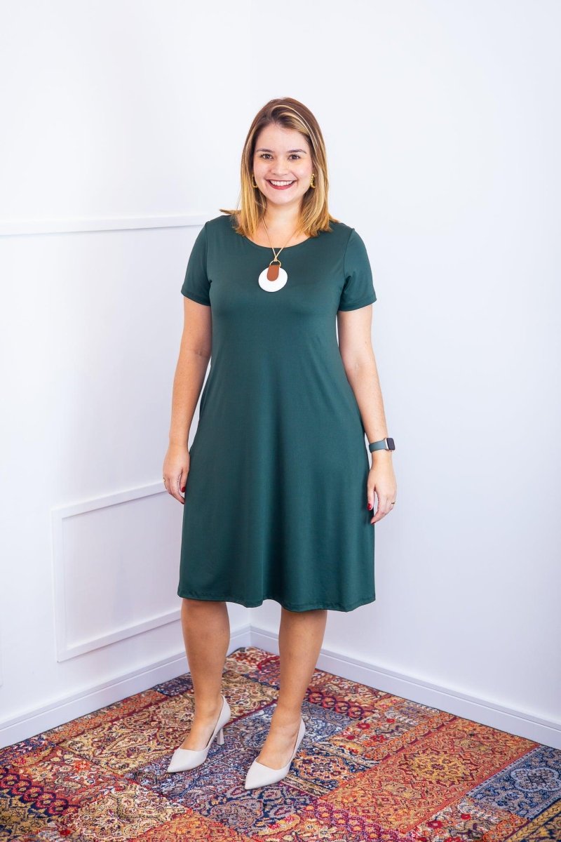 Vestido Sara - Malha Confort Midi com Manga