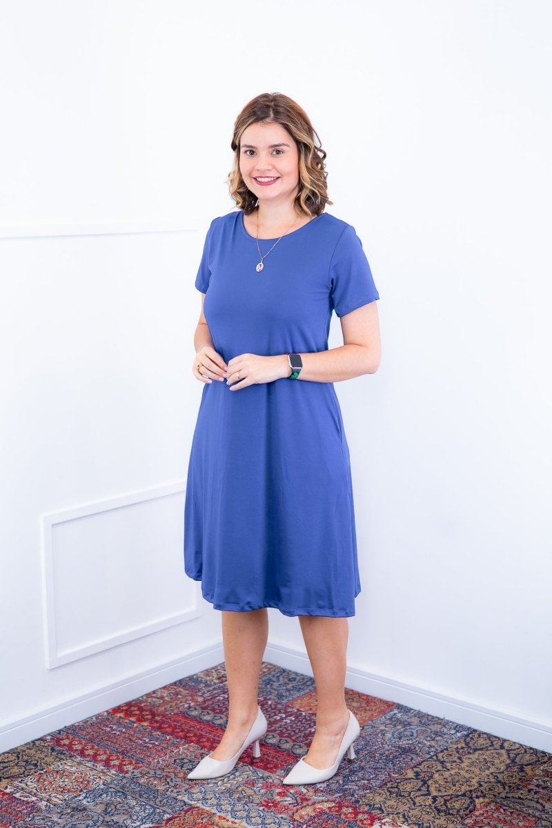 Vestido Sara - Malha Confort Midi com Manga
