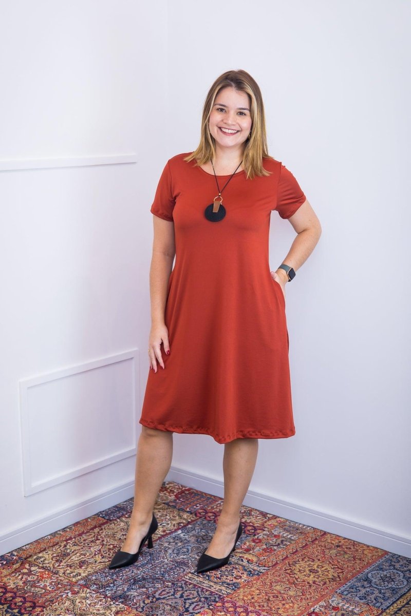 Vestido Sara - Malha Confort Midi com Manga