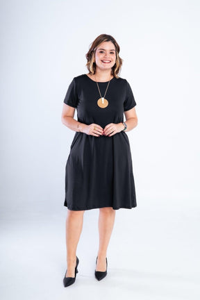 Vestido Sara - Malha Confort Midi com Manga