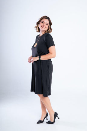 Vestido Sara - Malha Confort Midi com Manga