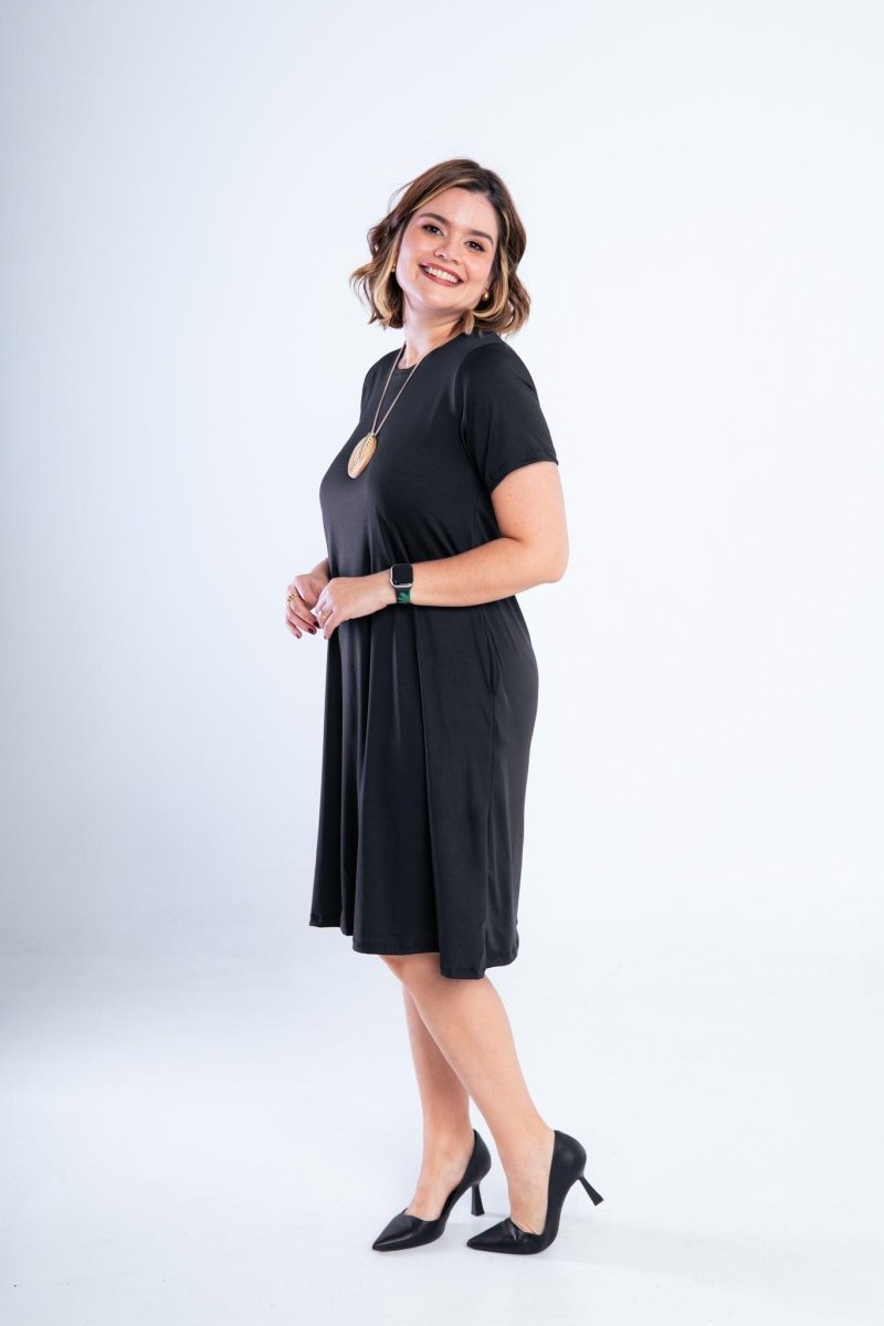 Vestido Sara - Malha Confort Midi com Manga