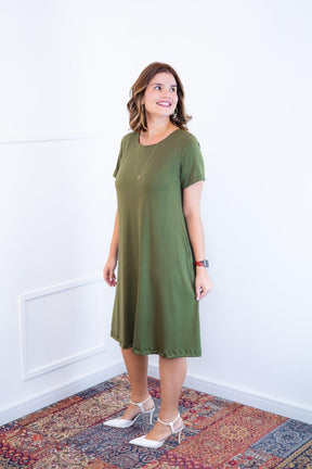 Vestido Sara - Malha Confort Midi com Manga