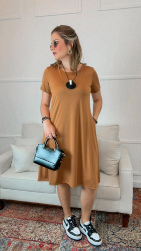 Vestido Sara - Malha Confort Midi com Manga