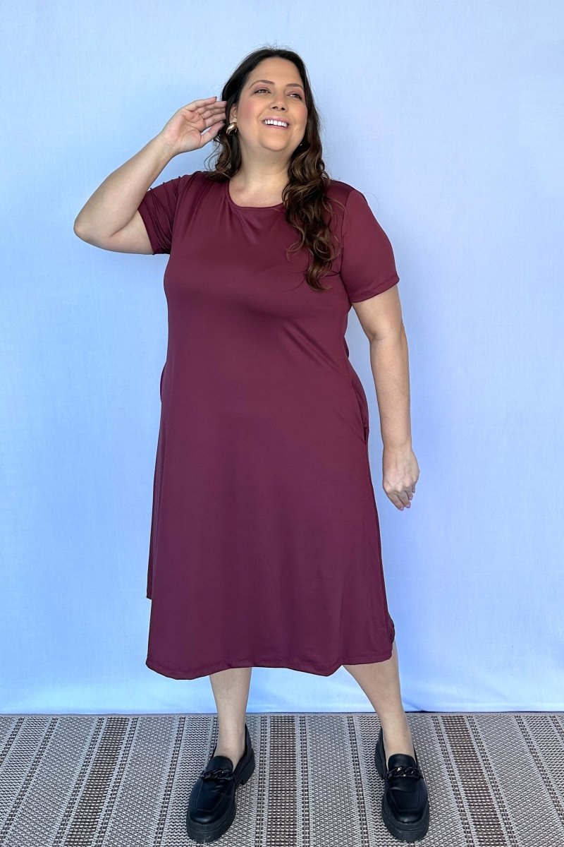 Vestido Sara - Malha Confort Midi com Manga