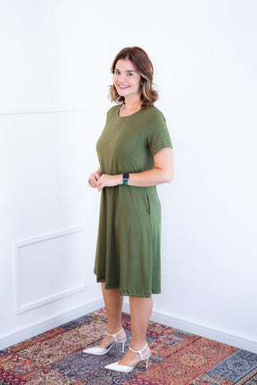 Vestido Sara - Malha Confort Midi com Manga